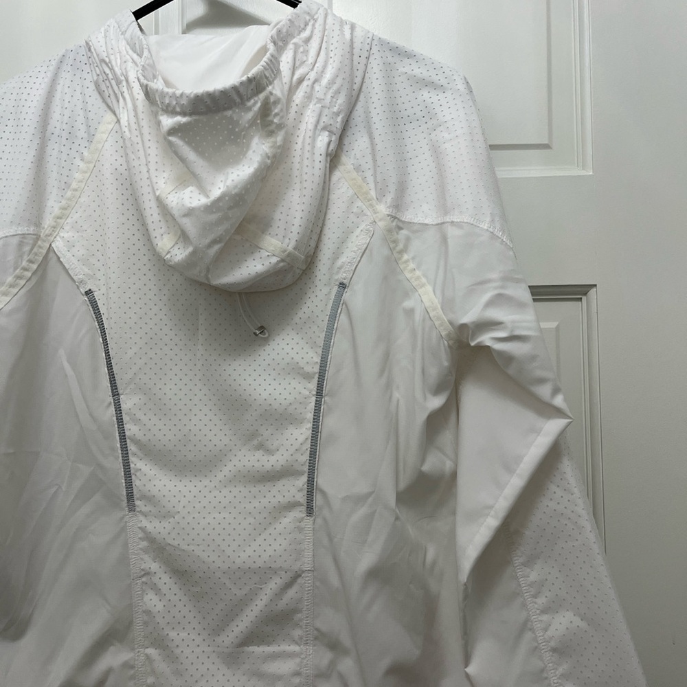 Athleta Packable White Perforated Windbreaker Rai… - image 3